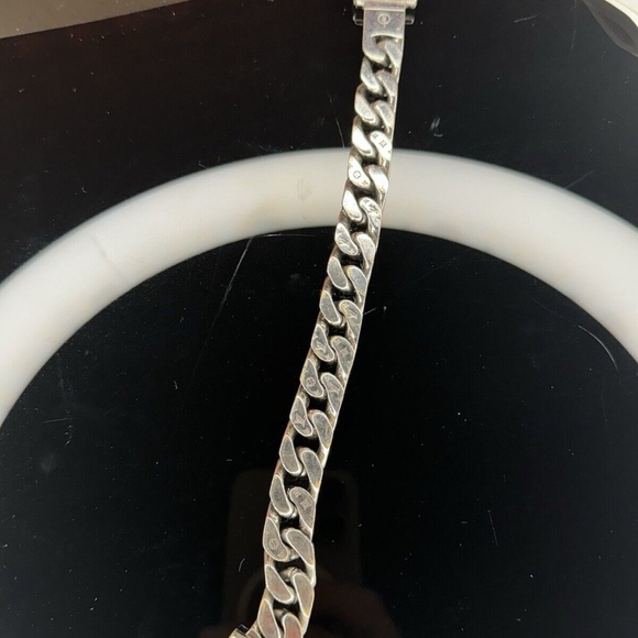 LOUIS VUITTON M68273 Brass Metal LV Chain Links M Bracelet Silver Unisex Z000621 - Picture 2 of 15